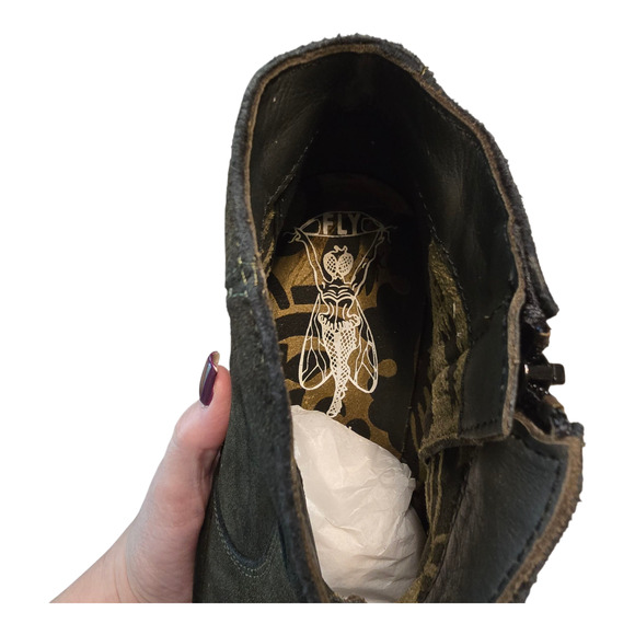 Fly London Ankle Boots Womens Size 39 Griffon Olive Leather Earthy Grunge Urban - Picture 6 of 16